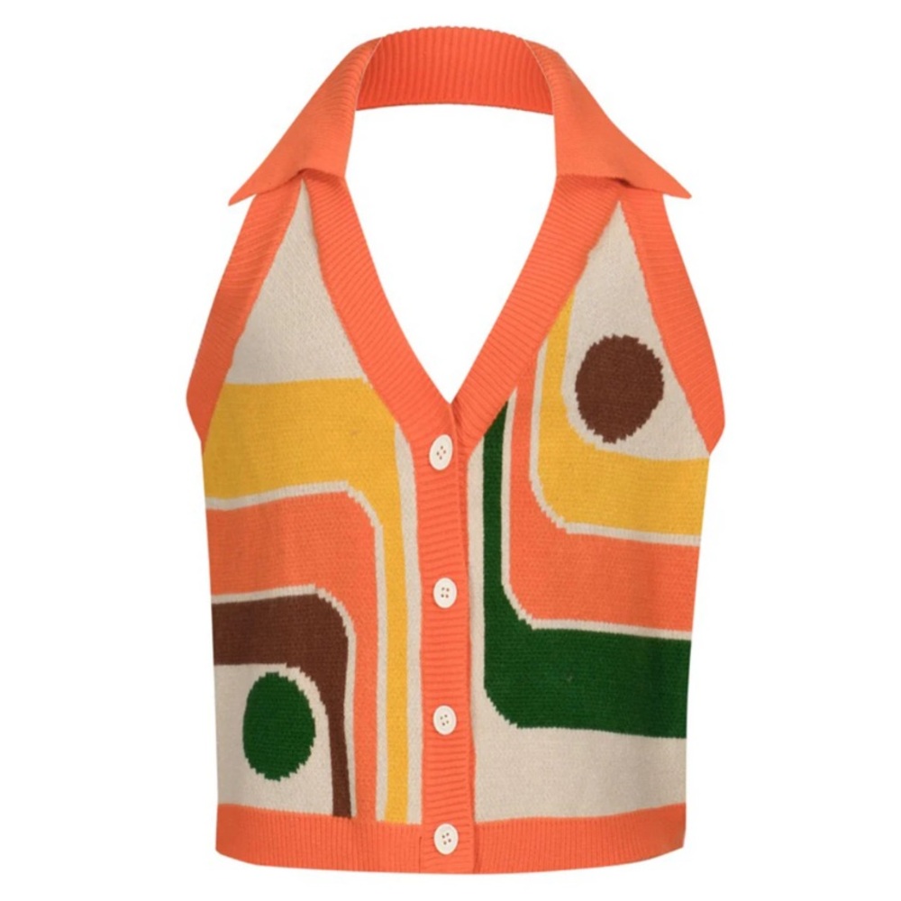 OXKNIT WOMEN'S MULTI-COLORED ART KNIT VEST